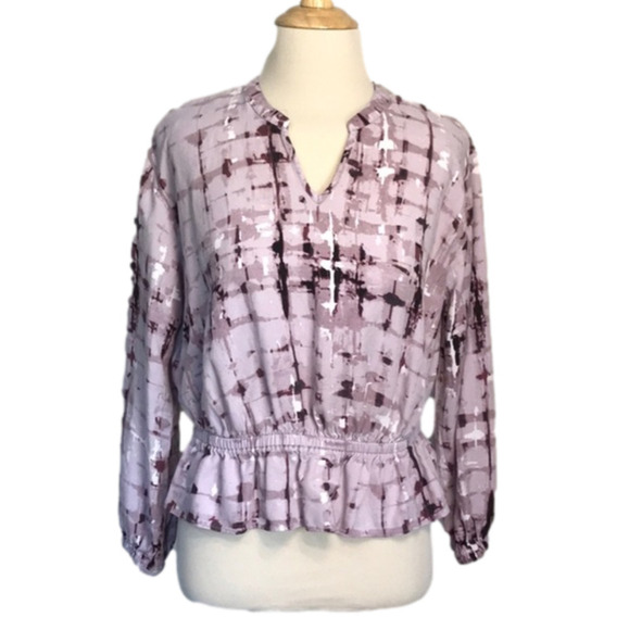JENNIFER LOPEZ Women's XSmall Purple Cropped Baby Doll Top Long Sleeves Cozy - Picture 1 of 7
